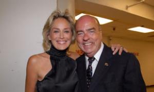 Live Auctioneer Sharon Stone with Event Chair/Exec Producer Arthur Kassel